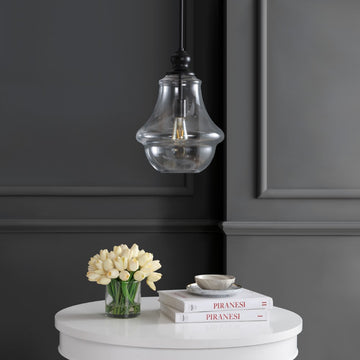 Adam Adjustable Metal/Glass LED Pendant - JONATHAN Y